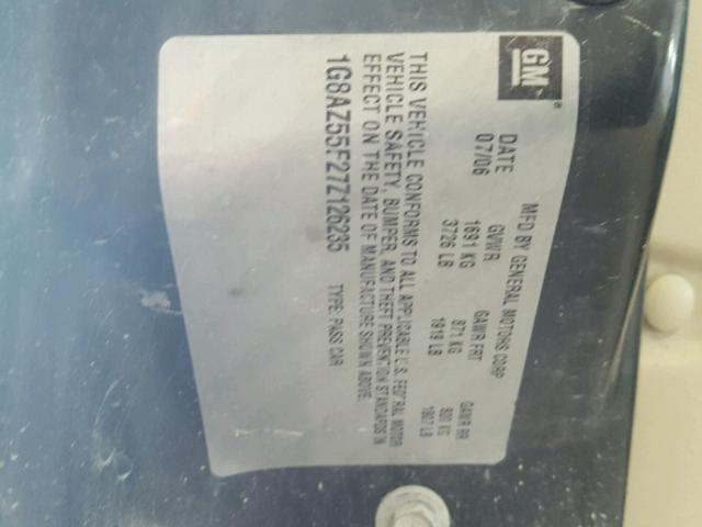 1G8AZ55F27Z126235 - 2007 SATURN ION LEVEL GREEN photo 10