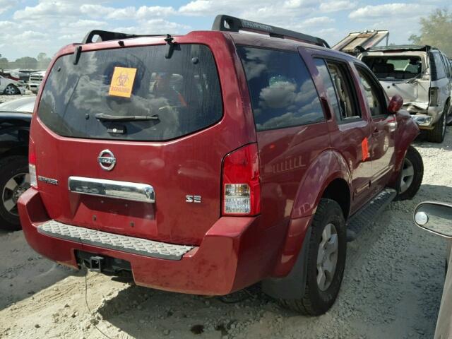 5N1AR18U57C637705 - 2007 NISSAN PATHFINDER BURGUNDY photo 4