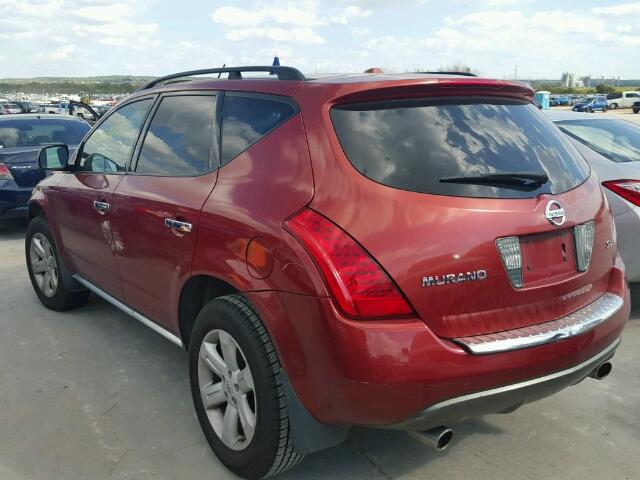 JN8AZ08T26W411807 - 2006 NISSAN MURANO RED photo 3