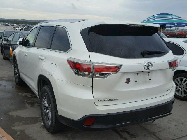 5TDKKRFH2ES023949 - 2014 TOYOTA HIGHLANDER WHITE photo 3