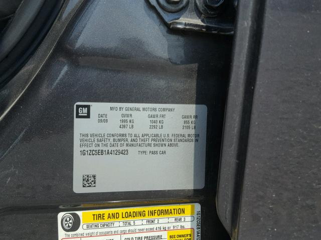 1G1ZC5EB1A4129423 - 2010 CHEVROLET MALIBU 1LT 黑色 照片 10