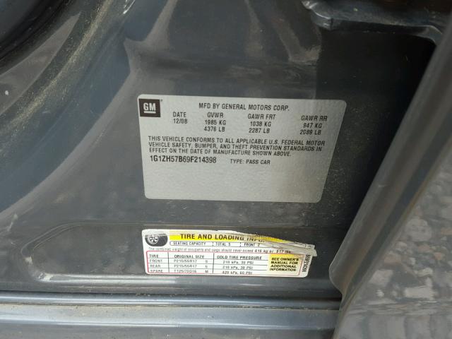 1G1ZH57B69F214398 - 2009 CHEVROLET MALIBU 1LT 灰色 照片 10