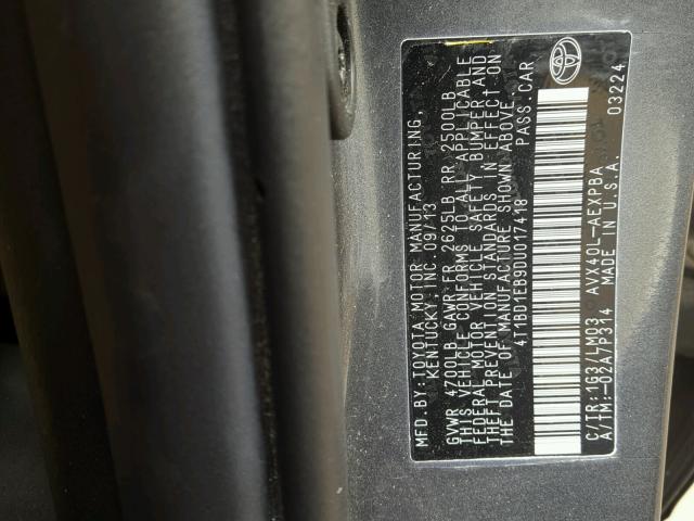 4T1BD1EB9DU017418 - 2013 TOYOTA AVALON HYB GRAY photo 10