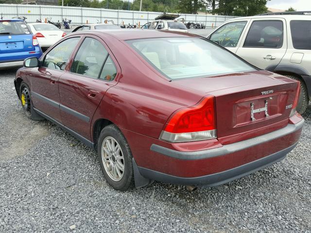 YV1RS61T132278616 - 2003 VOLVO S60 MAROON photo 3