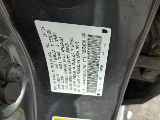 19UUA96529A003996 - 2009 ACURA TL GRAY photo 10