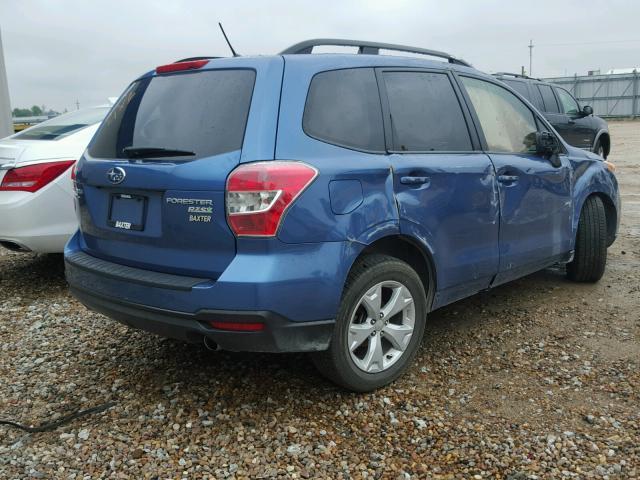 JF2SJADC9FH590503 - 2015 SUBARU FORESTER 2 BLUE photo 4