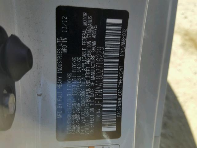 JF1ZNAA18D2716229 - 2013 TOYOTA SCION FR-S WHITE photo 10