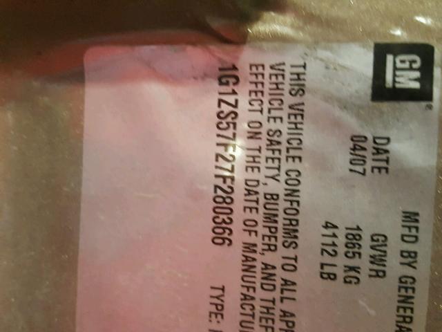 1G1ZS57F27F280366 - 2007 CHEVROLET MALIBU LS 棕色 照片 10