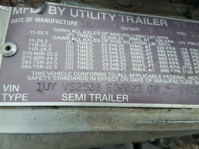 1UYVS2538EG062308 - 2014 UTILITY TRAILER WHITE photo 10