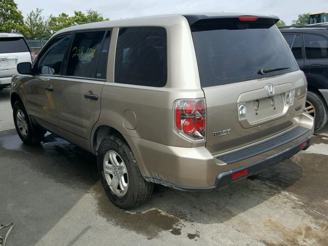 5FNYF28147B038160 - 2007 HONDA PILOT LX GOLD photo 3