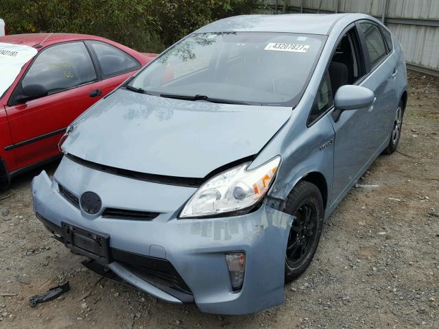 JTDKN3DU3E1753600 - 2014 TOYOTA PRIUS TEAL photo 2