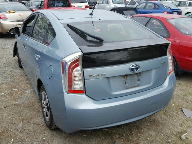 JTDKN3DU3E1753600 - 2014 TOYOTA PRIUS TEAL photo 3