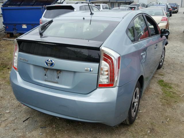 JTDKN3DU3E1753600 - 2014 TOYOTA PRIUS TEAL photo 4