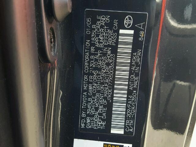 JTKDE177X50036323 - 2005 TOYOTA SCION TC 石墨色 照片 10