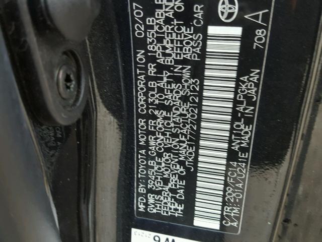 JTKDE177270212123 - 2007 TOYOTA SCION TC 黑色 照片 10