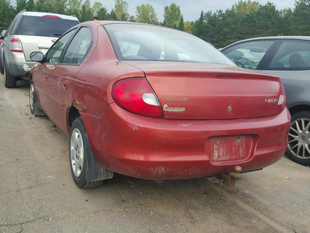 1B3ES46C81D114073 - 2001 DODGE NEON RED photo 3