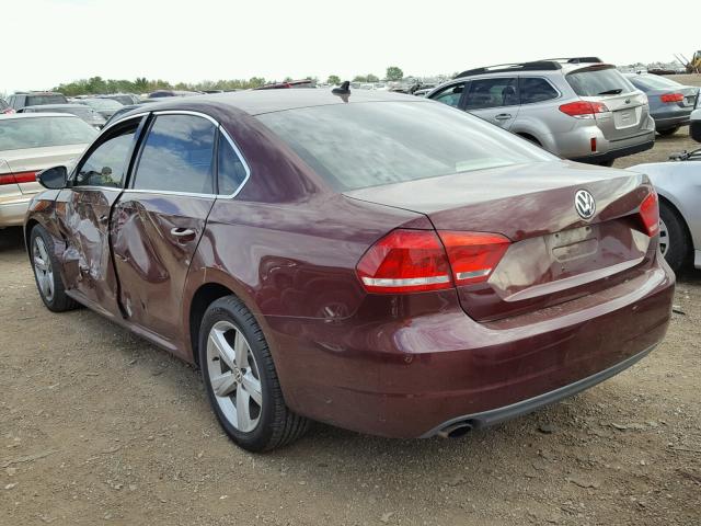 1VWBH7A36CC050064 - 2012 VOLKSWAGEN PASSAT MAROON photo 3