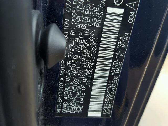 JTKJF5C74D3052494 - 2013 TOYOTA SCION TC 蓝色 照片 10