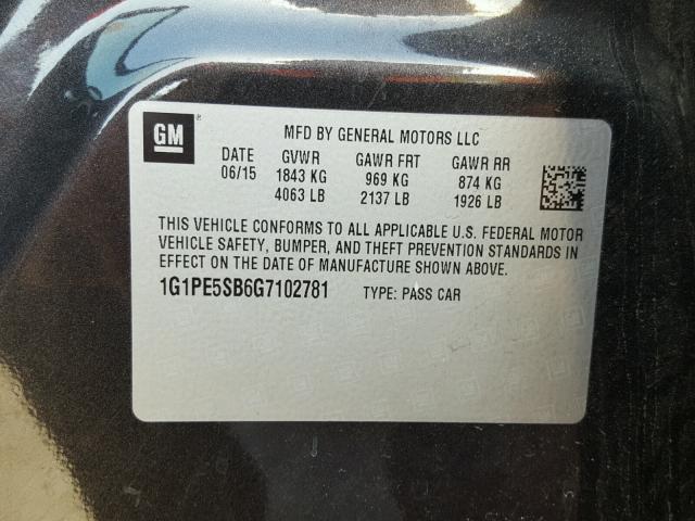 1G1PE5SB6G7102781 - 2016 CHEVROLET CRUZE LIMI GRAY photo 10