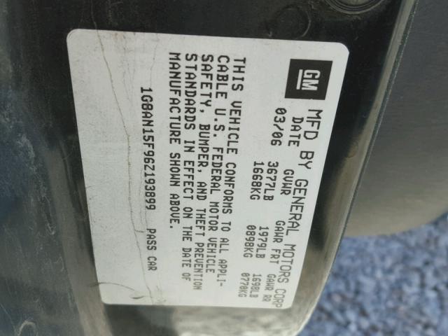 1G8AN15F96Z193899 - 2006 SATURN ION LEVEL BLACK photo 10