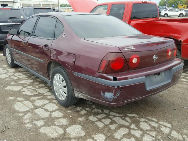 2G1WF52E239191048 - 2003 CHEVROLET IMPALA MAROON photo 3