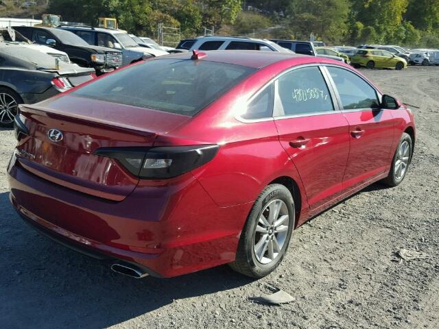 5NPE24AF3FH065737 - 2015 HYUNDAI SONATA RED photo 4