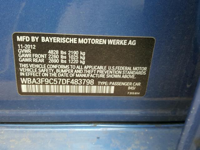 WBA3F9C57DF483798 - 2013 BMW ACTIVEHYBR BLUE photo 10