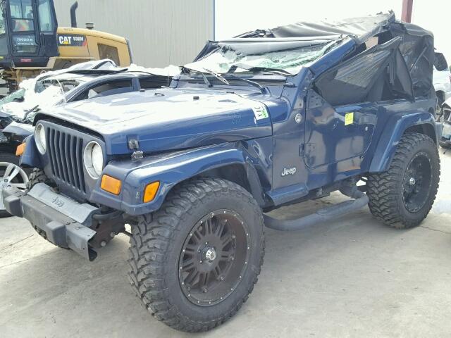 1J4FA39S35P366573 - 2005 JEEP WRANGLER X BLUE photo 2