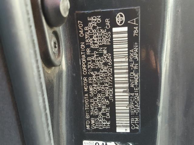 JTKDE177270216849 - 2007 TOYOTA SCION TC 灰色 照片 10