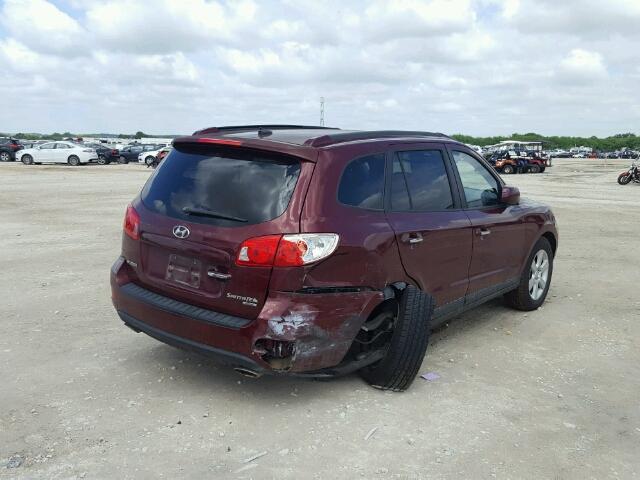 5NMSH13E18H135661 - 2008 HYUNDAI SANTA FE S MAROON photo 4