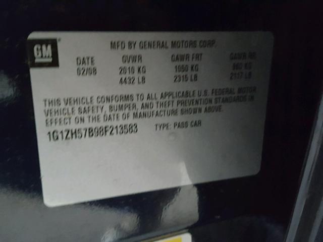 1G1ZH57B98F213583 - 2008 CHEVROLET MALIBU 1LT ლურჯი ფოტო 10