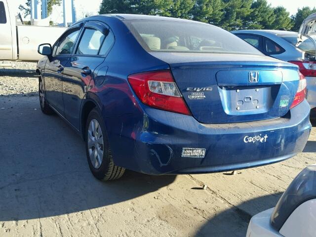 2HGFB2F53CH503607 - 2012 HONDA CIVIC LX BLUE photo 3