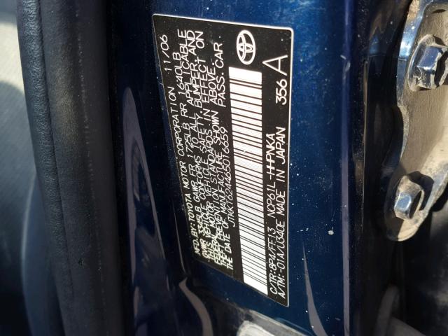 JTKKT624465016659 - 2006 TOYOTA SCION XA BLUE photo 10