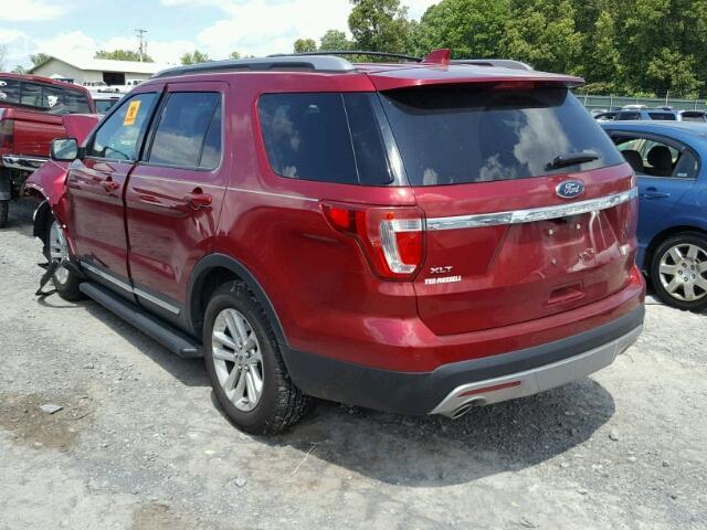 1FM5K7D86HGB43154 - 2017 FORD EXPLORER RED photo 3