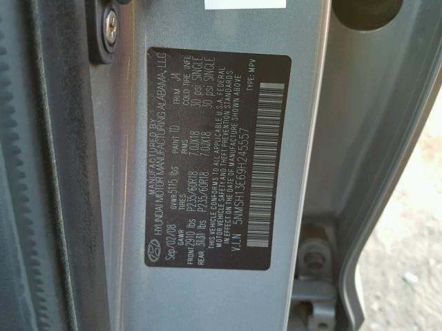 5NMSH13E69H245557 - 2009 HYUNDAI SANTA FE S GRAY photo 10