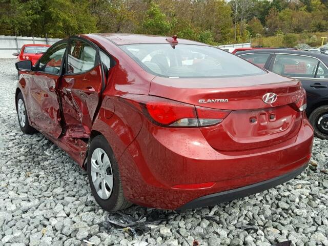 5NPDH4AEXGH772191 - 2016 HYUNDAI ELANTRA SE BURGUNDY photo 3