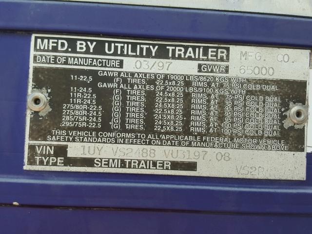 1UYVS2488VU319708 - 1997 UTILITY TRAILER TWO TONE photo 10