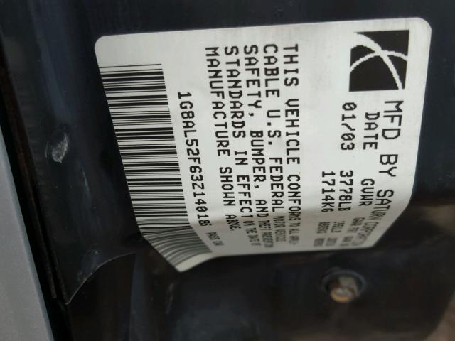 1G8AL52F63Z140185 - 2003 SATURN ION LEVEL SILVER photo 10