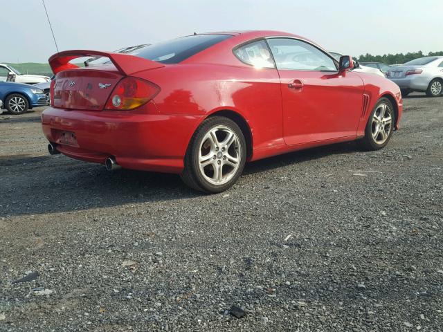 KMHHN65F64U137622 - 2004 HYUNDAI TIBURON GT RED photo 4