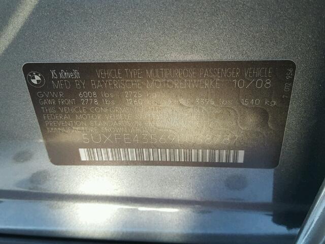 5UXFE43569L038787 - 2009 BMW X5 XDRIVE3 灰色 照片 10