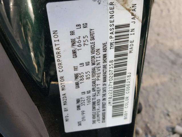 JM1BJ2237Y0207358 - 2000 MAZDA PROTEGE ES 绿色 照片 10