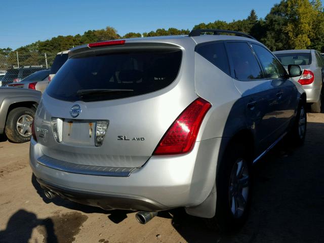 JN8AZ08W57W619434 - 2007 NISSAN MURANO SILVER photo 4