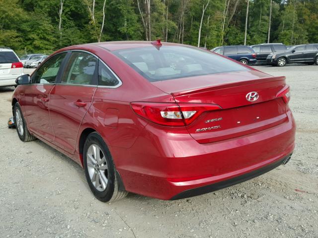 5NPE24AF7HH555388 - 2017 HYUNDAI SONATA SE RED photo 3