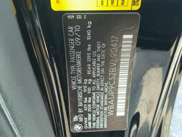 WBAUP9C52BVL90417 - 2011 BMW 128 I BLACK photo 10