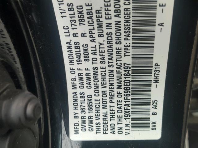 19XFA1F69BE018497 - 2011 HONDA CIVIC LX-S Qara foto 10