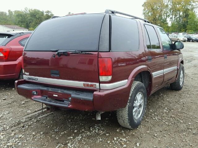 1GKDT13W512228813 - 2001 GMC JIMMY MAROON photo 4