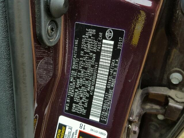 4T1BK1EB0DU031441 - 2013 TOYOTA AVALON MAROON photo 10