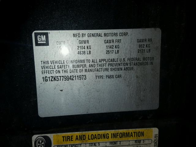 1G1ZK577994211973 - 2009 CHEVROLET MALIBU LTZ 黑色 照片 10