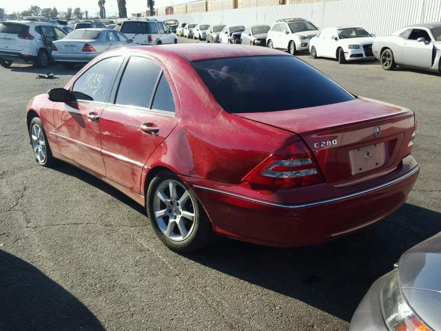 WDBRF54H67A931205 - 2007 MERCEDES-BENZ C 280 RED photo 3