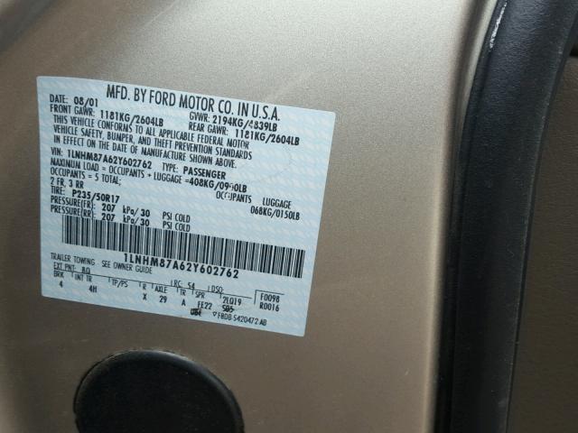 1LNHM87A62Y602762 - 2002 LINCOLN LS 棕色 照片 10